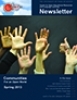 Spring 2013 Newsletter cover showing raised hands in front of a blackboard