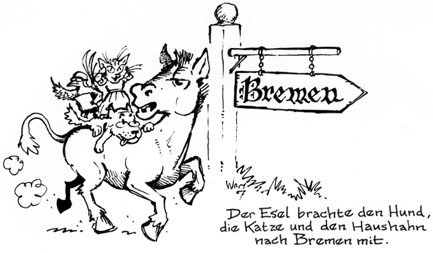 Donkey on the way to Bremen